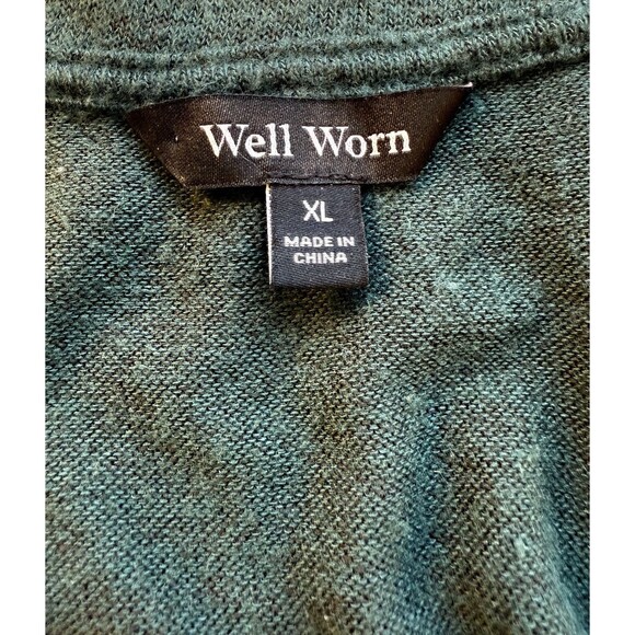 Well Worn V-Neck Relaxed Long Sleeve Tee Top Womens Size XL Green Brushed Fabric - Picture 3 of 8